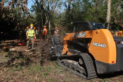 CASE machines supporting Team Rubicon during the cleanup following Hurricane Laura and then Hurricane Delta in Louisiana.