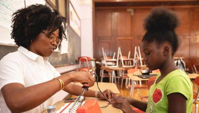 At the STEM from Dance summer camp, called Girls Rise Up, Yamilée Toussaint Beach and other instructors teach software programming and electrical engineering principles along with choreography and dance. IMAGE TAKER STUDIOS