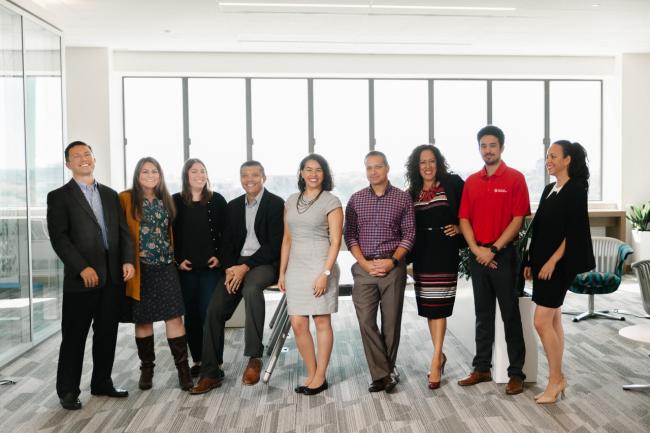 Rockwell Automation’s Lucia Loza Galezewski (third from right) and Polo Paredes (fourth from left) with several fellow members of Rockwell’s Latinx Professional Network employee resource group.