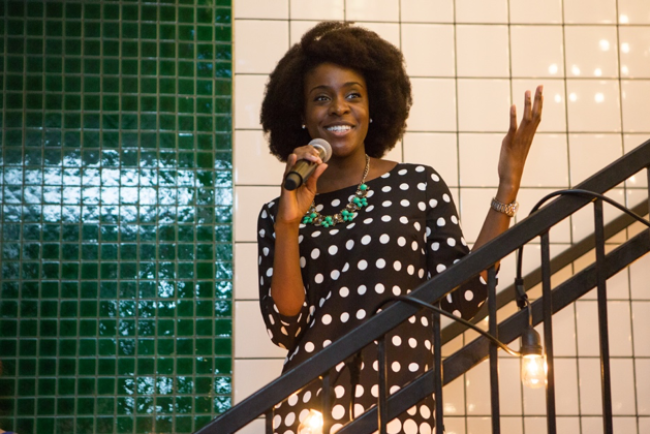 Founder/CEO of <a href="https://www.thementormethod.com" target="_blank">The Mentor Method</a> and SEED SPOT alumna, Janice Omadeke, introducing herself and pitching her venture at SEED SPOT’s Washington, DC Kickoff Party at WeWork White House in early 2017.