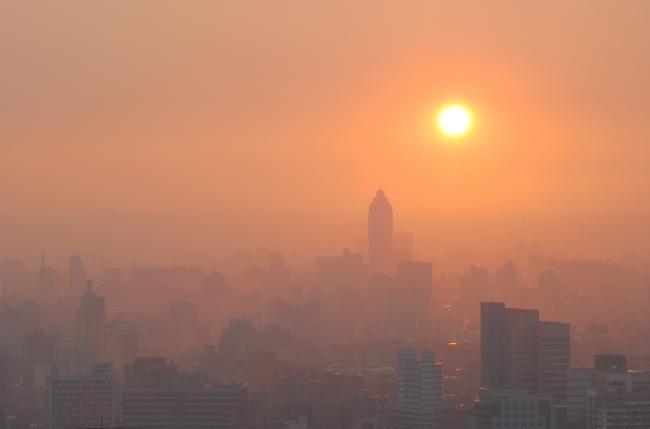 City Skyline Covered in Smoke
