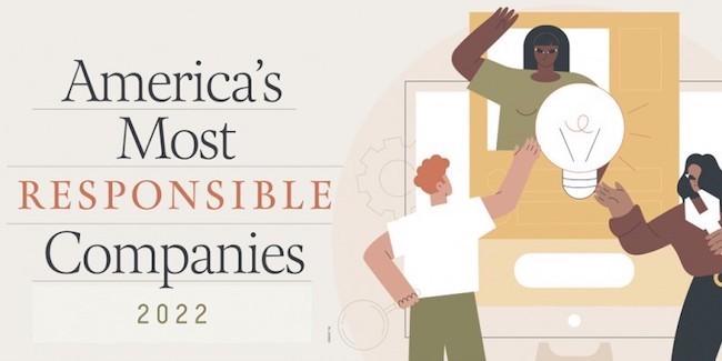 America's Most Responsible Companies 2022 Award: Three people of color are holding a lightbulb with raised arms