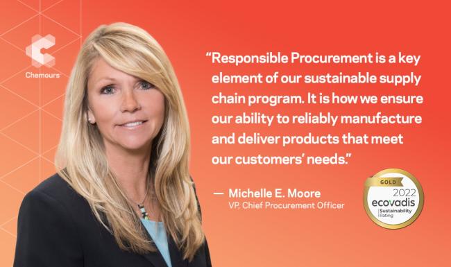 "Responsible Procurement is a key element of our sustainable supply chain program. It is how we ensure our ability to reliably manufacture and deliver products that meet our customers' needs." Michele E Moore