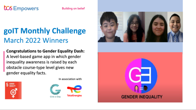 goIT Monthly Challenge March 2022 Winners: Congratulations to Gender Equality Dash
