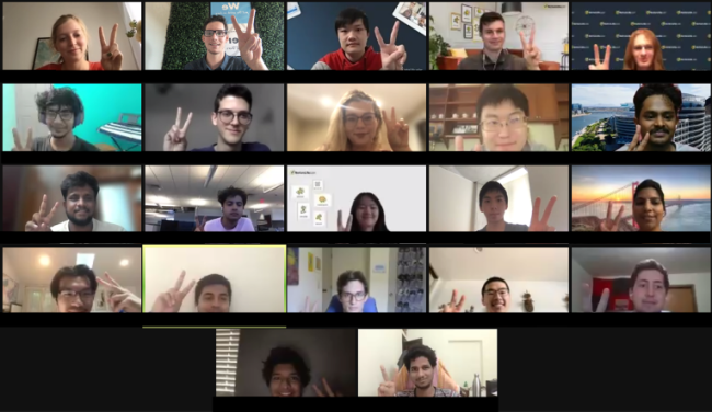 Zoom meeting featuring various volunteers on webcam for a virtual volunteer event