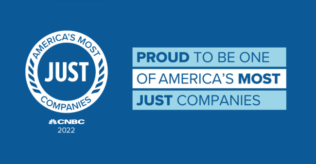 CNBC America's Most JUST Companies logo. Proud to be one of America's most JUST companies.