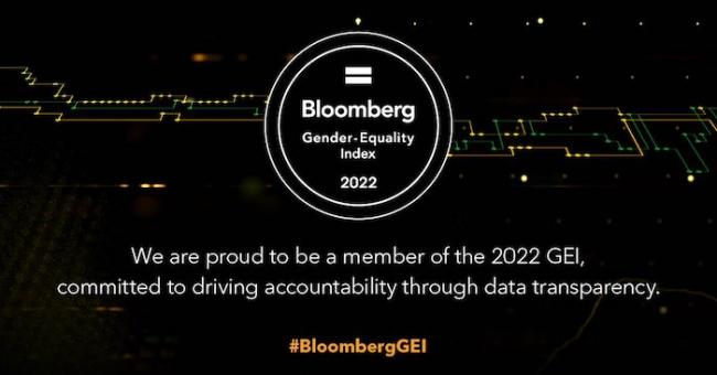 Bloomberg Gender Equity Index 2022. We are proud to be a member of the 2022 GEI , committed to driving accountability through data transparency.
