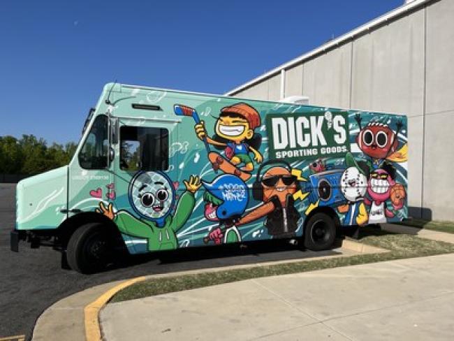 colorfully painted DICK'S Sporting Goods truck