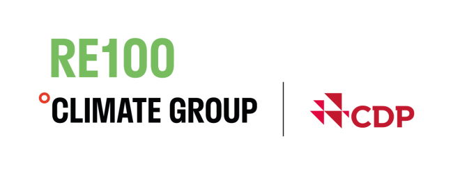 RE 100 Climate Group logo and CDP logo