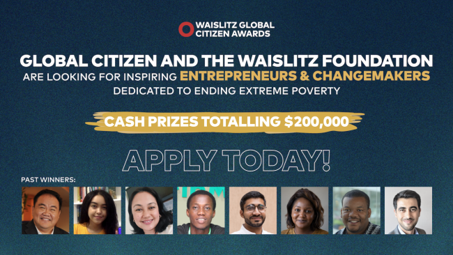 Waislitz Global Citizen Award banner with headshots of past winners