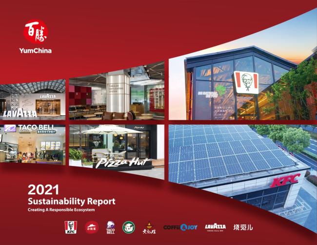 Graphic cover of Yum China Sustainability Report. 