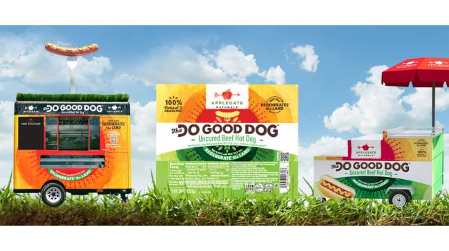 A pack of do good dogs, with food carts on each side