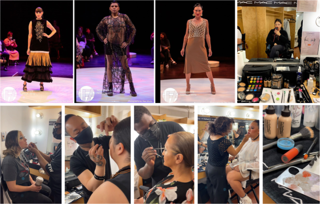 candids from the Indigenous Fashion Arts Festival stage and make-up room