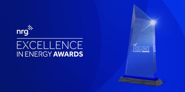 NRG Energy: Excellence in Energy Awards; oblong shaped award shown.