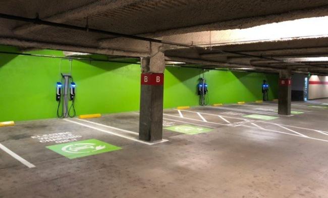 The stations are for a mix of public and private use, in either public lots or private garages.