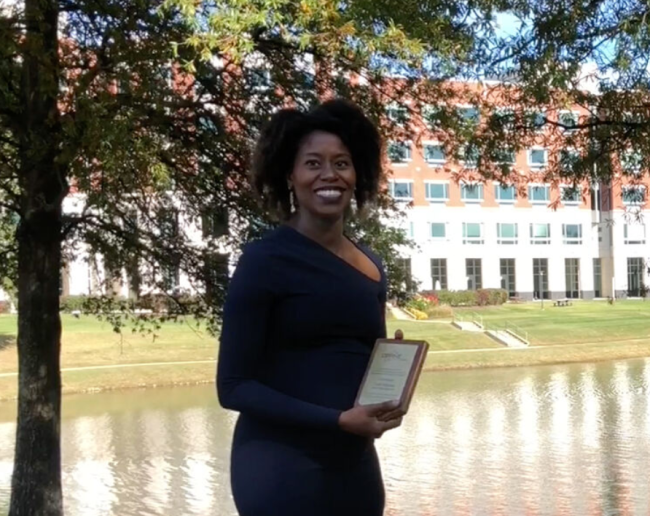 Booz Allen Associate Toni Hudson received CBRNE Industry Group's Dr. Billy Richardson Award for excellence in research