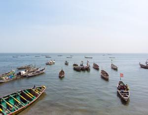 small fishing boats on the ocean