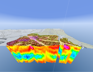 3D visual of geographic survey of underground soil densities