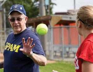Skip Mayhew with his granddaughter in 2017.