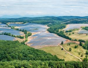 aerial view of solar farms
