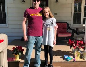 Steve Willison and his daughter, Sarah, pose proudly wearing their race shirts from the 2020 Annual Pat’s Run.