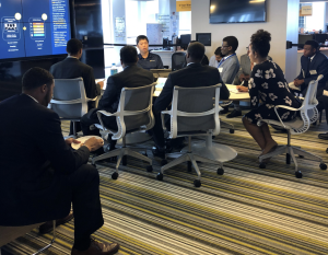 YearUp interns visit Symantec during the kick-off the Symantec’s involvement in Year-Up’s mentor program. Interns will gain six months of guidance from mentors, with many continuing on well past this.