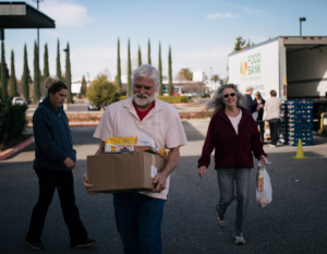 Food Bank of Contra Costa and Solano using the products that FedEx shipped for Feeding America to build disaster boxes and snack pack bags to sustain those who have been evacuated from their homes or permanently displaced due to the fires.