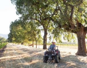 Tom Gamble on a 4-wheeler in his Napa Valley vineyard