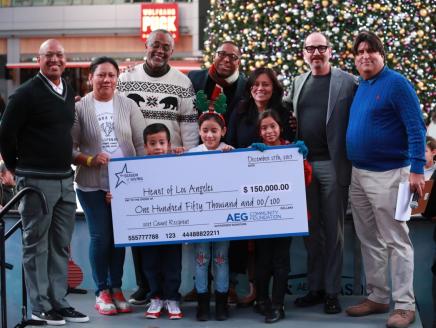 The AEG Community Foundation awards one of its first macro grants to Heart of Los Angeles during AEG's annual Community Holiday Party at L.A. LIVE on December 17, 2019.