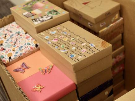 stack of decorated boxes