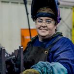 Sara Boatman, a student of the mikeroweWORKS Work Ethic Certification curriculum at WSU Tech, puts her work ethic habits and attitude into her full-time job as welder.