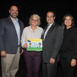 LG USA launched a new initiative in the Englewood and Englewood Cliffs public school districts to help teachers equip students with the tools and confidence they need for a productive, positive future by living mindful lives that will alleviate stress. LtoR Michael Pepperman, Manager, Corporate Social Responsibility and Community Relations; Laurie Grossman, Inner Explorer Director of Social Justice & Educational Equity; Robert Kravitz, Superintendent of Schools Administrator Englewood Public School District; Denise V. Tighe, Esq. Director of Human Resources Englewood Public School District.