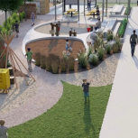 This rendering shows the future outdoor classroom at the Guadalupe School where MPC’s grant will provide a water instruction section to teach students about the concepts of flow, force and cause-and-effect.