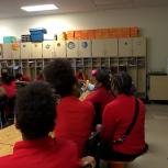 Cossey's classroom listens to Mcdonald speak. 