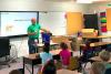 Bogalusa team member, Scot Martin, demonstrates the paper-making process for students at Wesley Ray Elementary School.