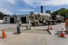 cement truck pouring cement