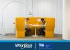 "Whirlpool Corporation: top employer Europe 2022" logo with people working on an orange couch