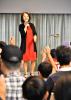 Miwa Kobayashi standing on stage in front of a crowd