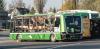 an electric bus with a burned interior